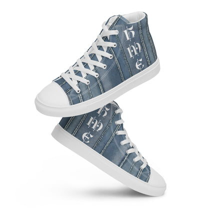 HME Stressed Denim Men’s high top canvas shoes