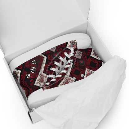 HME Red and Black cards Men’s high top canvas shoes