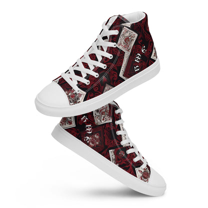 HME Red and Black cards Men’s high top canvas shoes