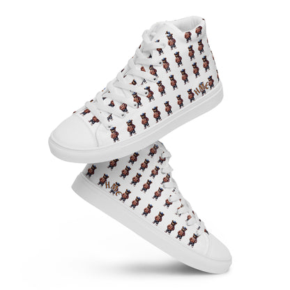 HME Bear Logo White Men’s high top canvas shoes