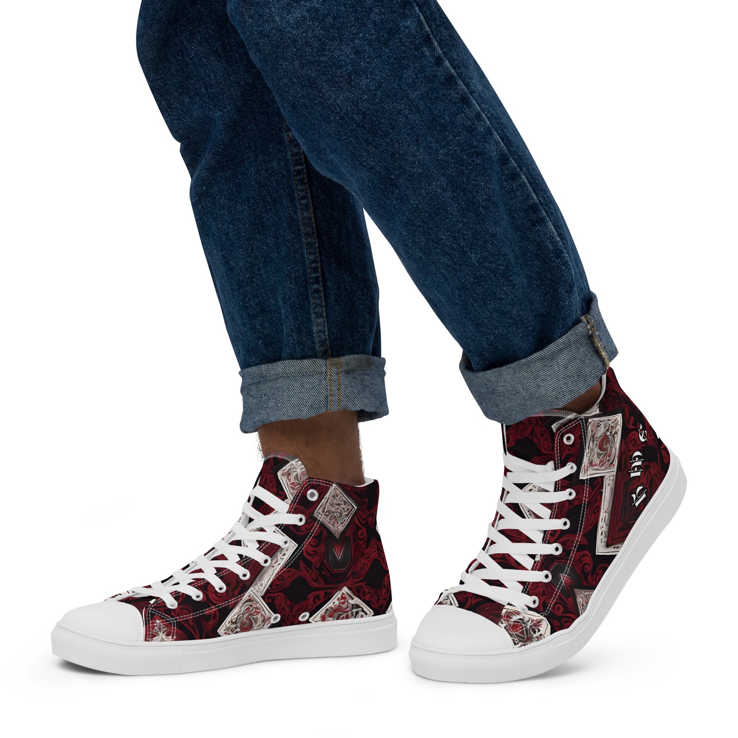 HME Red and Black cards Men’s high top canvas shoes