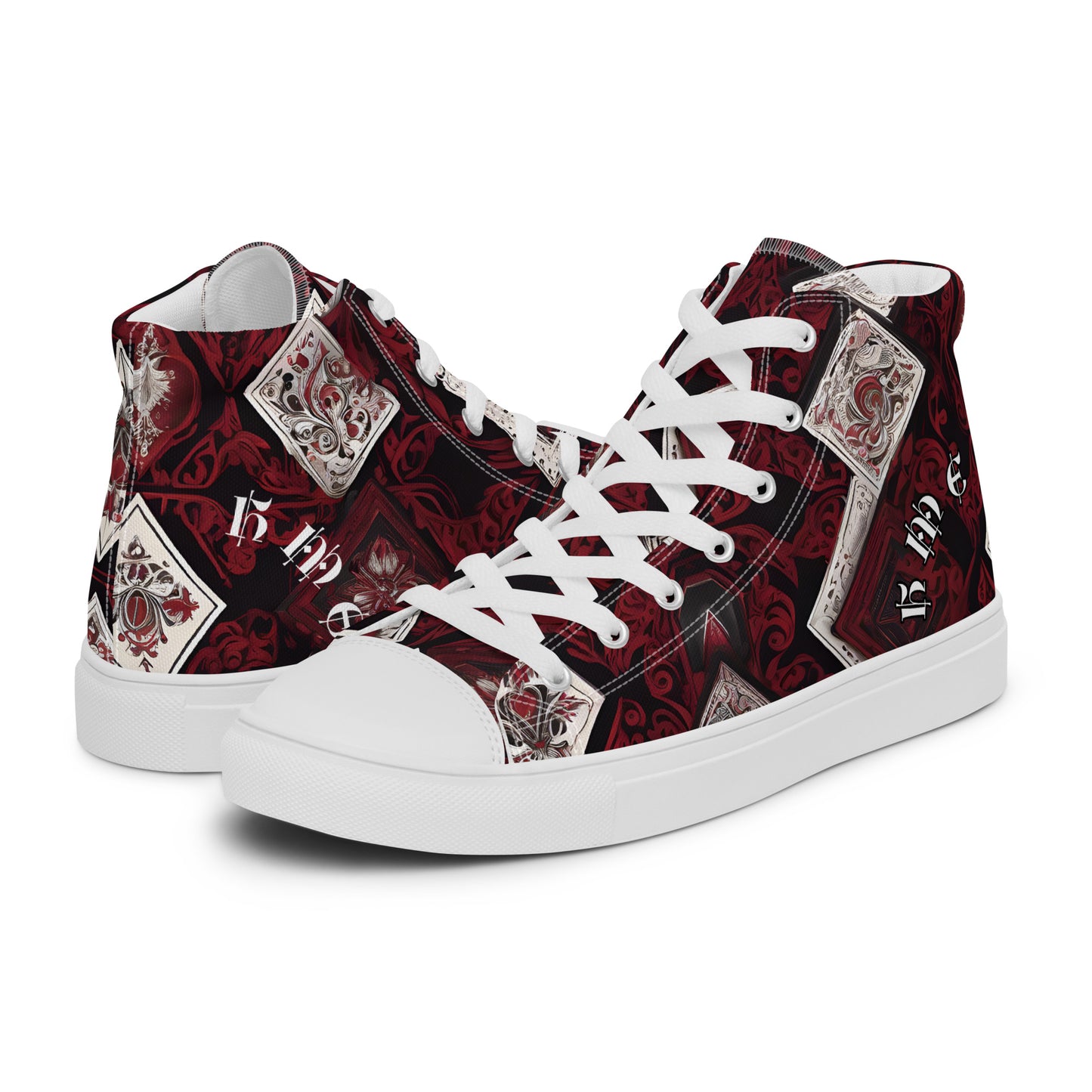 HME Red and Black cards Men’s high top canvas shoes