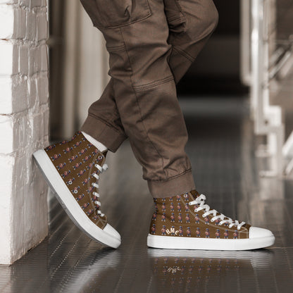 HME Bear Logo Brown Men’s high top canvas shoes