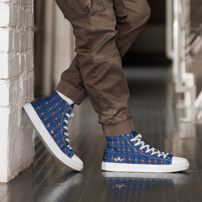 HME Bear Logo Royal Blue Men’s high top canvas shoes