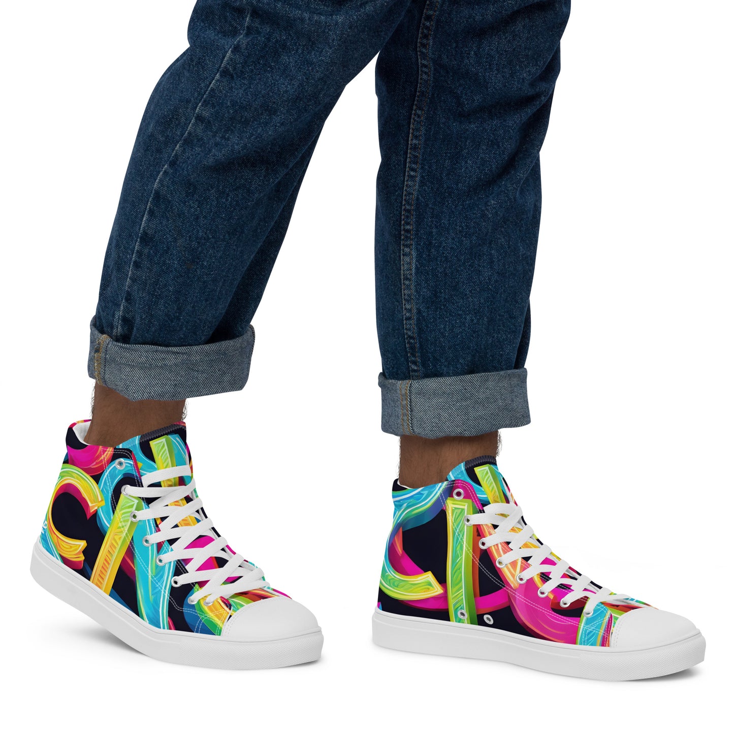 Neon Blast Men’s high top canvas shoes