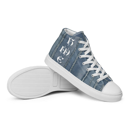 HME Stressed Denim Men’s high top canvas shoes