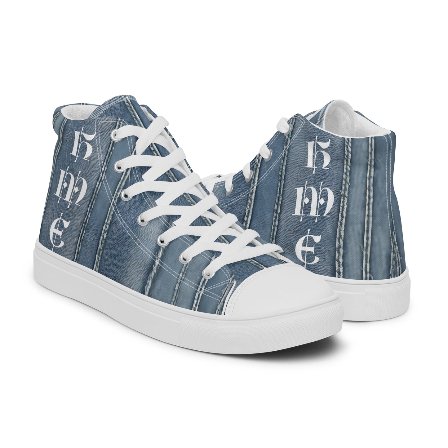 HME Stressed Denim Men’s high top canvas shoes