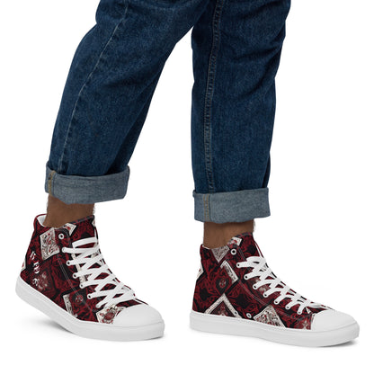 HME Red and Black cards Men’s high top canvas shoes