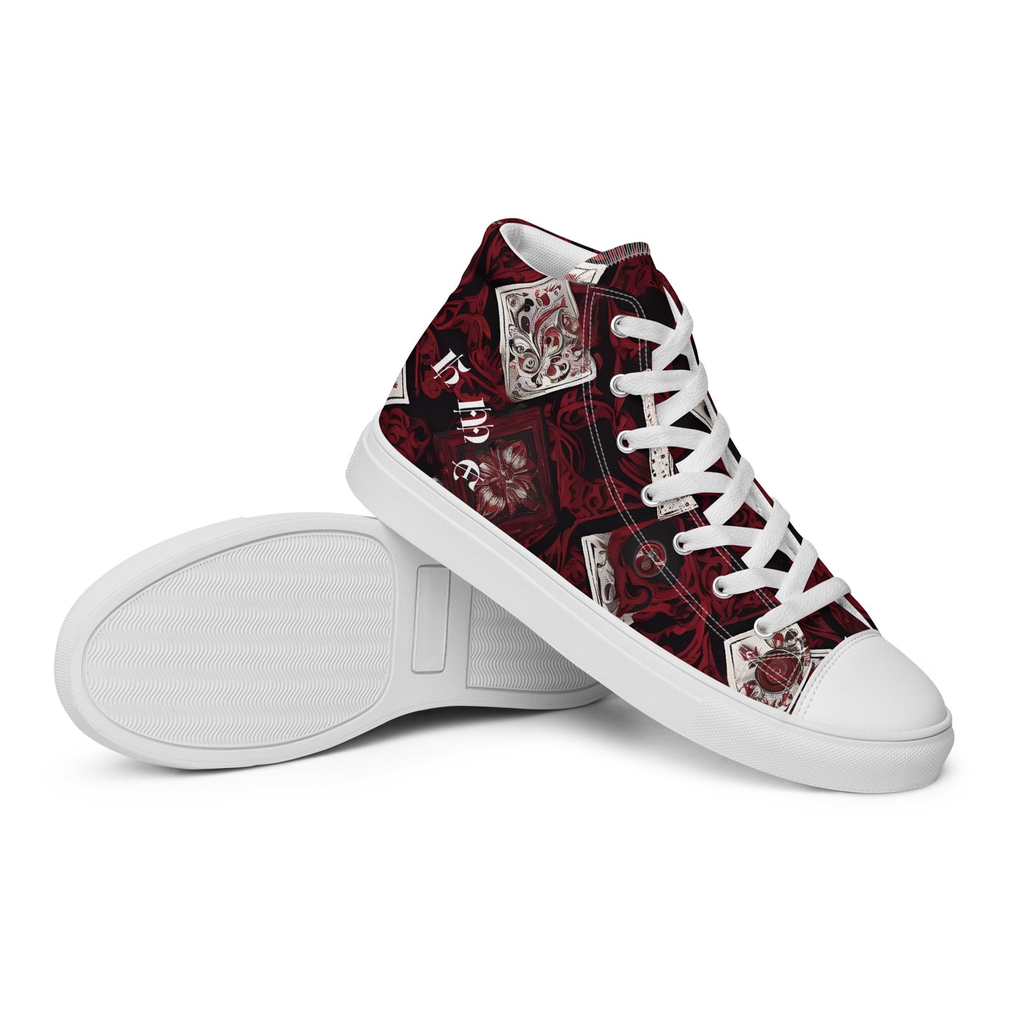 HME Red and Black cards Men’s high top canvas shoes