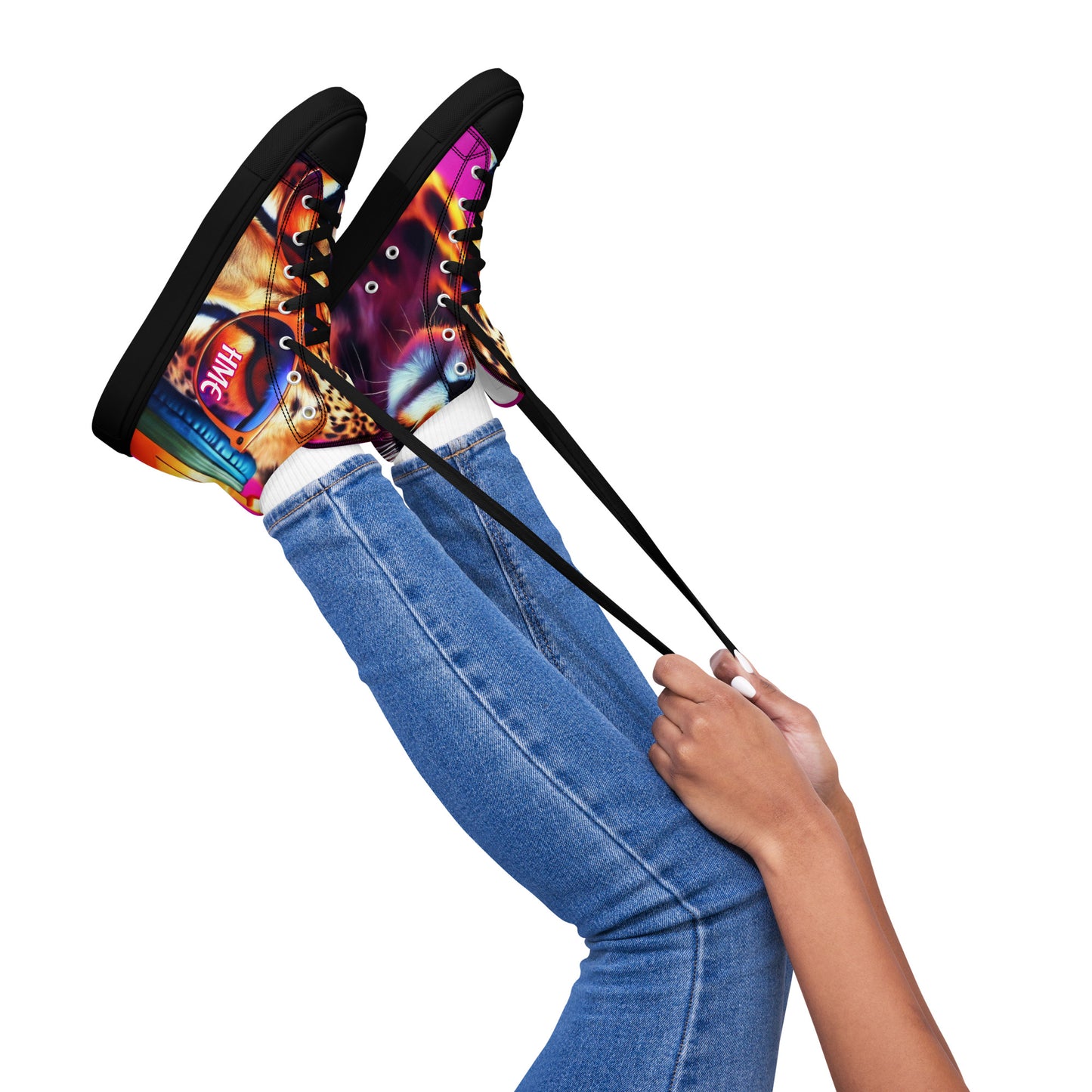 The Urban Cheetah Collection Women’s high top canvas shoes