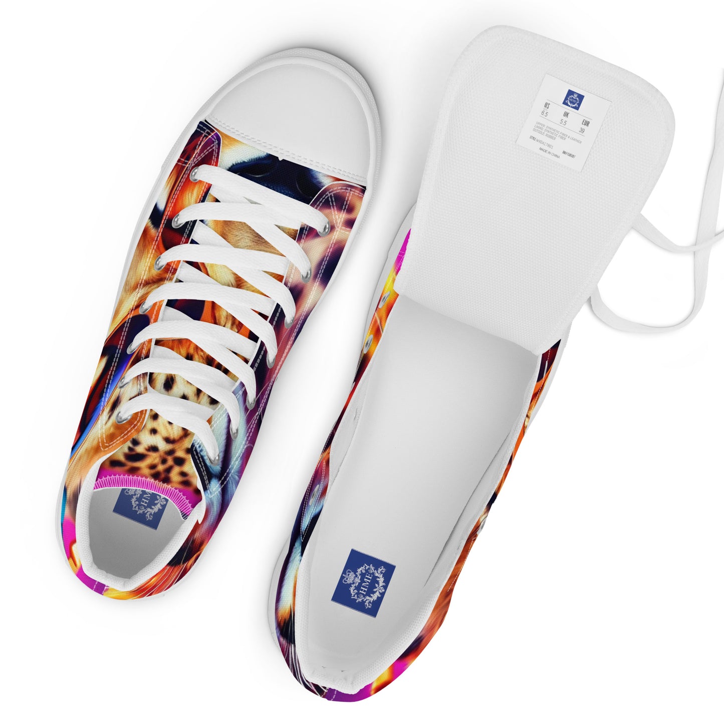 The Urban Cheetah Collection Women’s high top canvas shoes