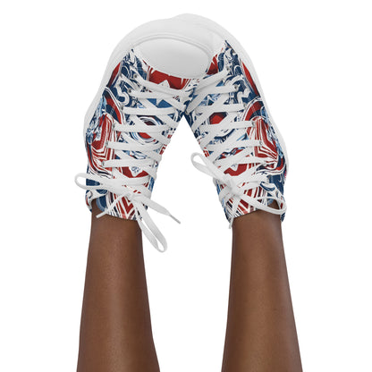 HME Red White Blue Women’s high top canvas shoes