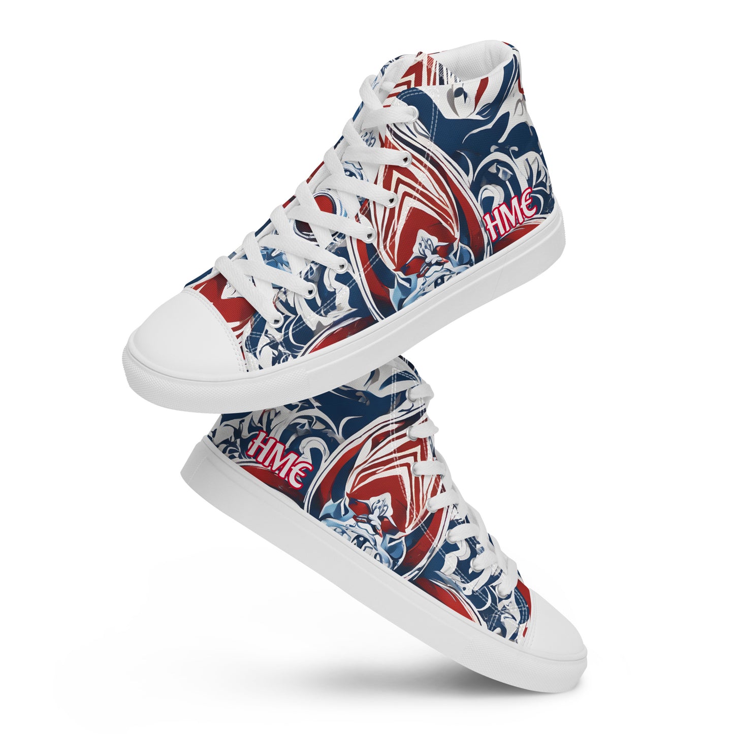 HME Red White Blue Women’s high top canvas shoes