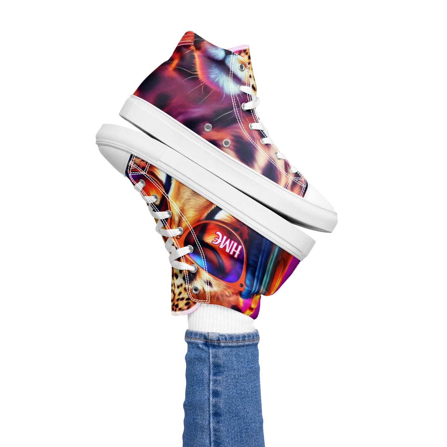 The Urban Cheetah Collection Women’s high top canvas shoes