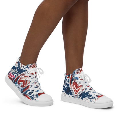 HME Red White Blue Women’s high top canvas shoes